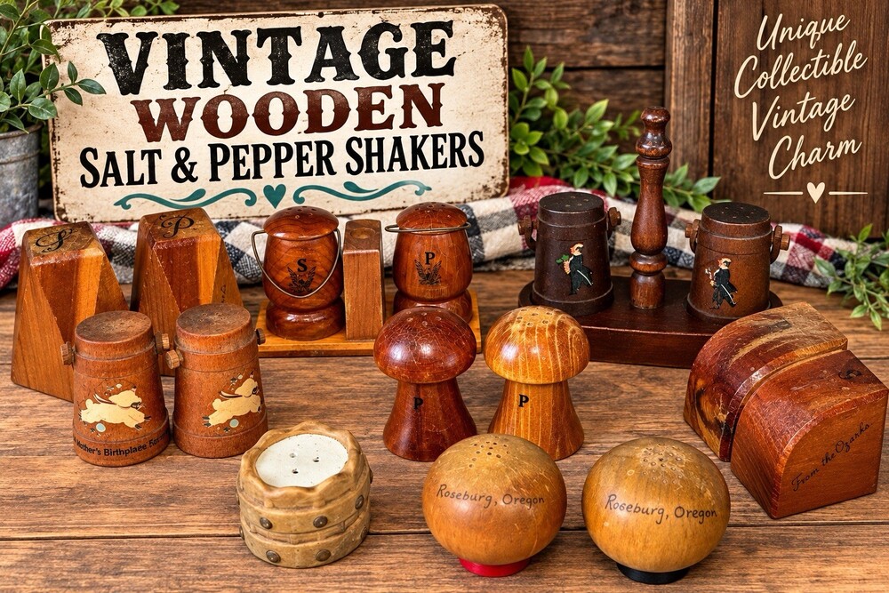Vintage Wooden Salt Pepper Shakers Souvenir Oregon Novelty Mixed Lot